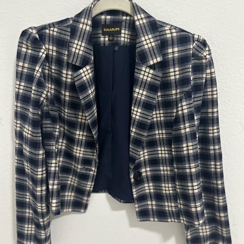 Sugarlips Navy and White Checkered Jacket